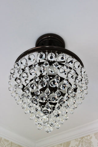 Calypso 3-Light Mini Chandelier, Vibrant Bronze With Clear Glass Drops Crystal