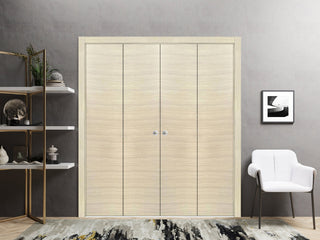 Sliding Double Bi-fold Doors 72 x 84 | Planum 0010 Natural Veneer