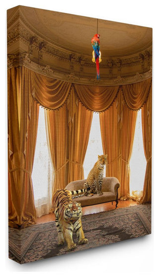 Jungle Animals Relaxing in Classical Architectural Interior,1pc, each 24 x 30