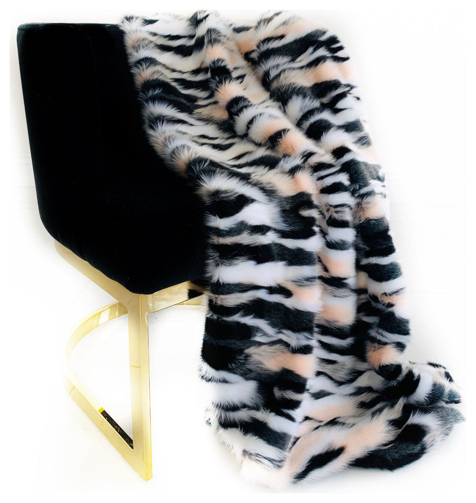 Plutus Fancy Faux Fur Luxury Throw Blanket, 108"x90"