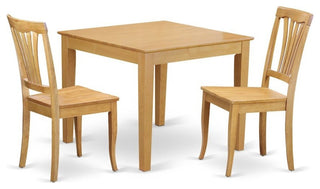 3-Piece Small Kitchen Table Set, Square Table, 2 Dining Chairs Without Cushion