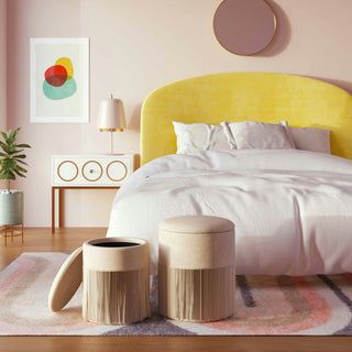 TOV Furniture Tassel Cream Velvet Storage Ottomans - Set of 2