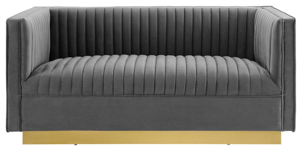 Sanguine Vertical Channel Tufted Performance Velvet Loveseat EEI-4530-GRY