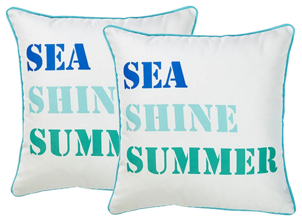 Set Of 2 Sea Shine Summer Throw Pillow Covers