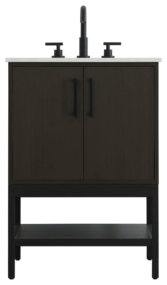 Home Living 24" Single Bathroom Vanity, Mocha Brown