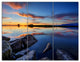 Beautiful Calm Water and Sunset, Landscape Triptych Canvas Art, 36x28, 3 Panels