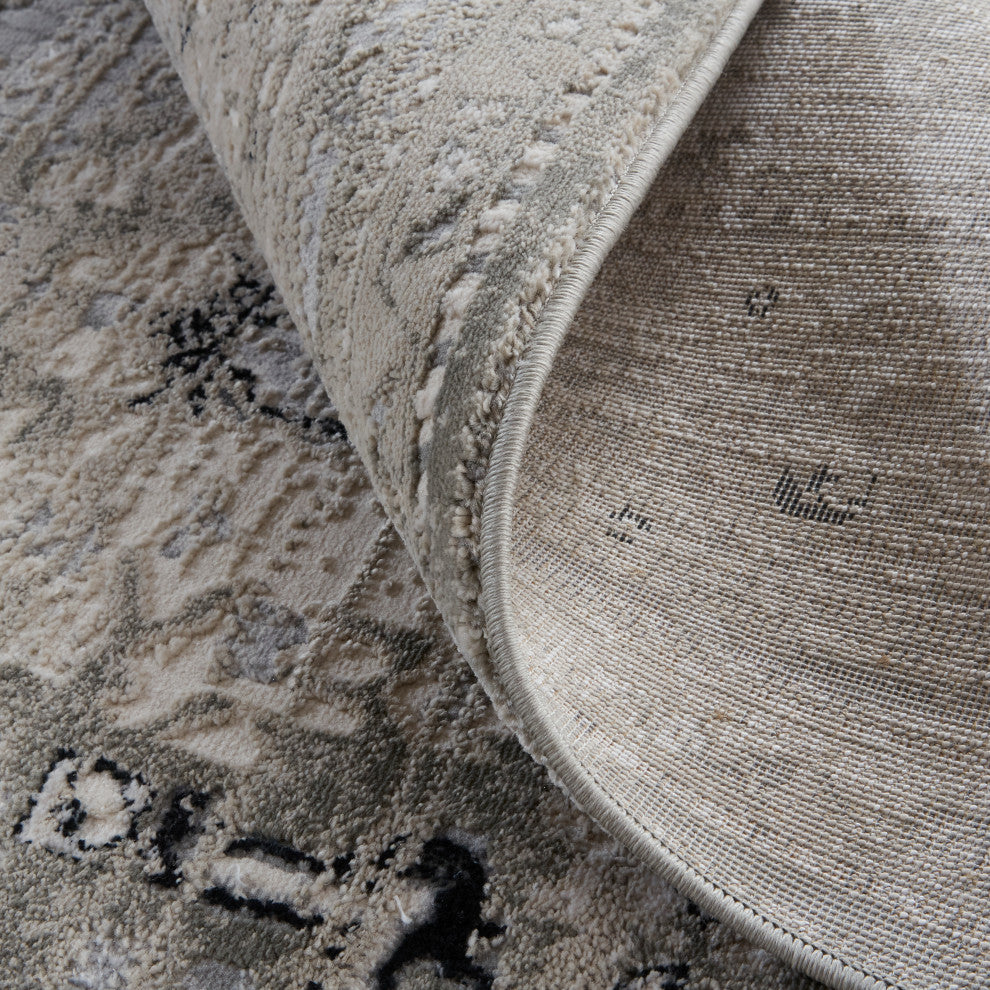 Weave & Wander Adana Metallic Rug, Ivory/Silver Gray, 5ft x 8ft Rug