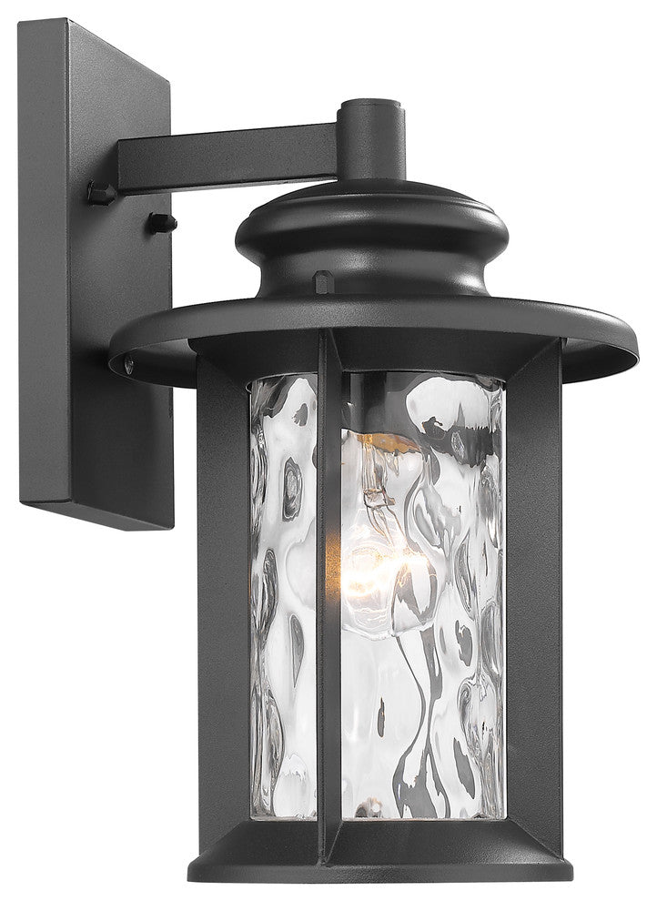 OWEN Transitional 1 Light Textured Black Outdoor Wall Sconce 12inches Tall