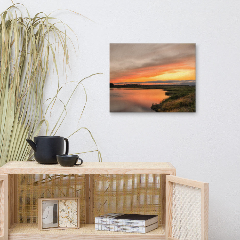 Farmhouse Style Wall Art: Sunset Woodland Marsh  Canvas, 16" X 20"