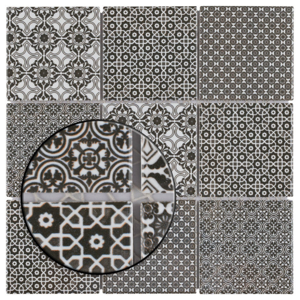 Classico 4" Square Black Porcelain Floor and Wall Tile