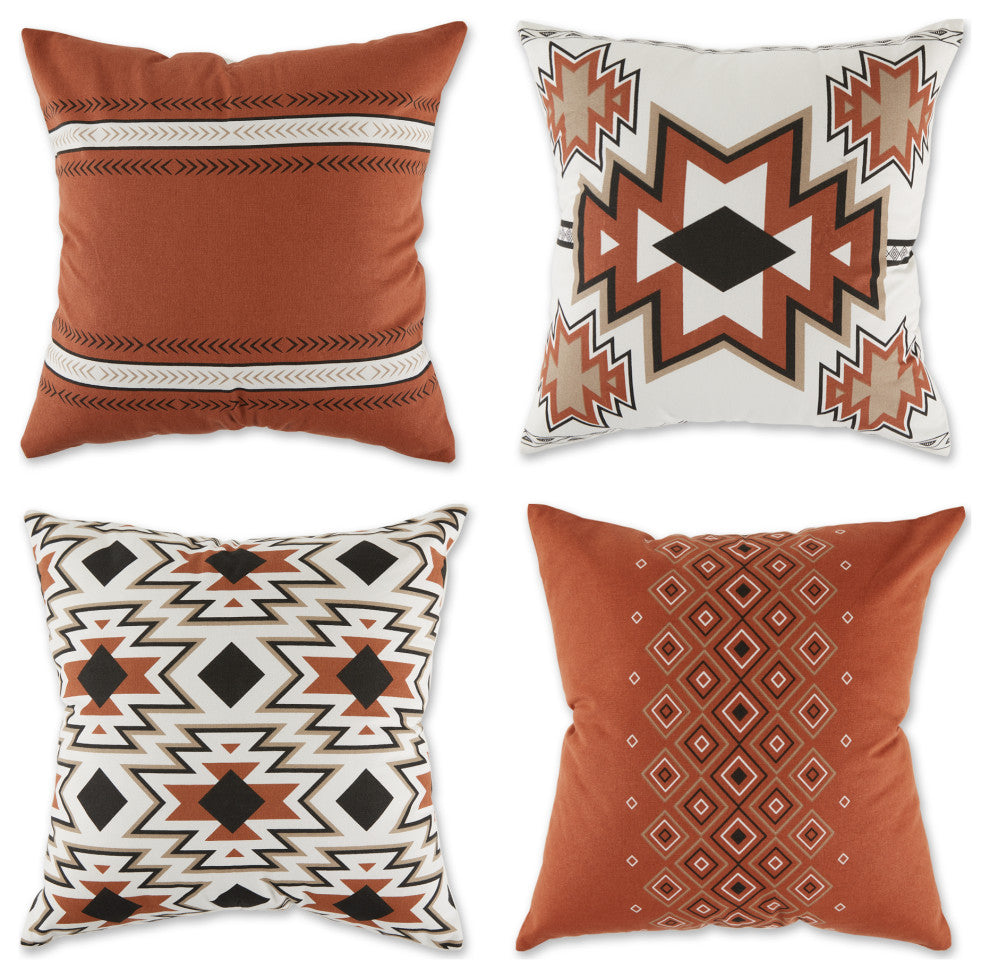 DII Asst Clay Aztec Print Pillow Cover, Set of 4