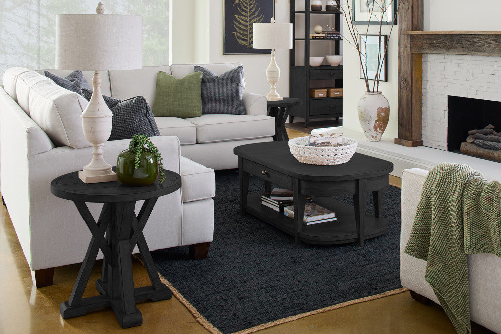 Trisha Yearwood Oval Cocktail Table, 1-Drawer, Bottom Shelf, With  Casters