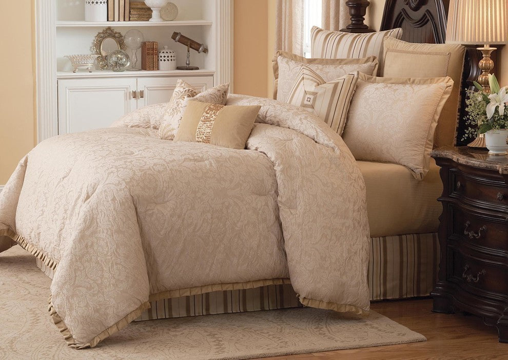 Carlton 9-Piece Queen Comforter Set, Ivory