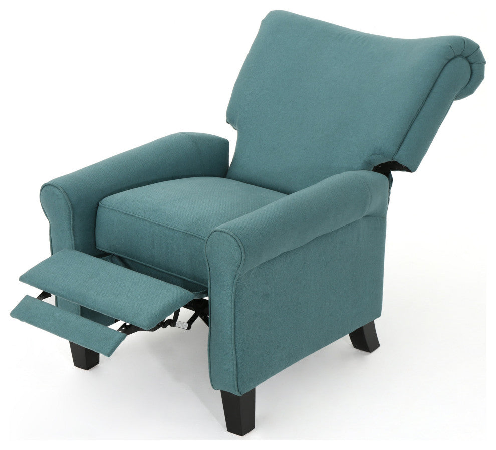 GDF Studio Thelma Traditional Fabric Recliner, Dark Teal