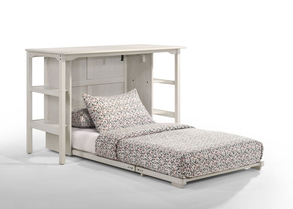 Siesta Desk Murphy Bed, Gel Memory Mattress, Vintage White