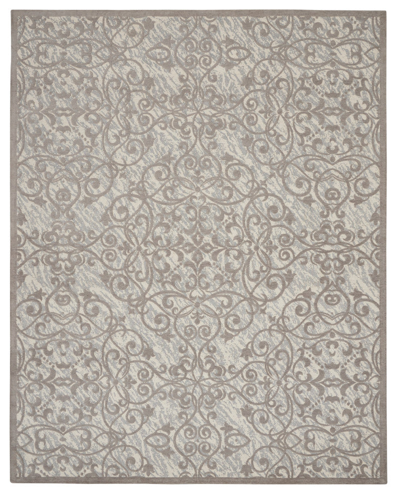 Nourison Damask DAS01 Area Rug, Ivory/Grey, 8' x 10'