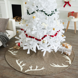 Handmade Antlers Tree Skirt Hand Felted Wool 72"