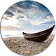 Old Fisherman Boat, Seashore Photography Round Wall Art, 11"