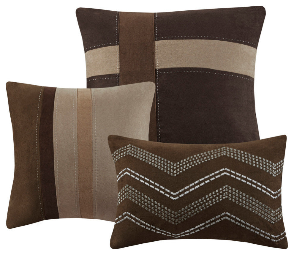 Madison Park Palisades Palizzate Suede 7-Piece Comforter Set, Black, Brown, King