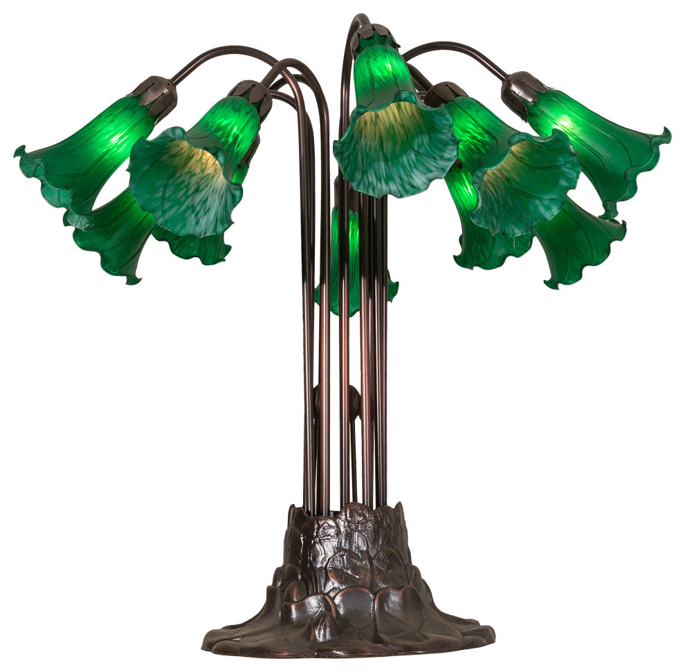Meyda Lighting 14382 22"H Green Pond Lily 10 LT Table Lamp