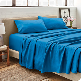 Bare Home 1800 Microfiber Sheet Set, Medium Blue, Queen