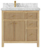 Sonoma 36 Left Offset Bath Vanity in Light Natural Teak with 2" Carrara Marble