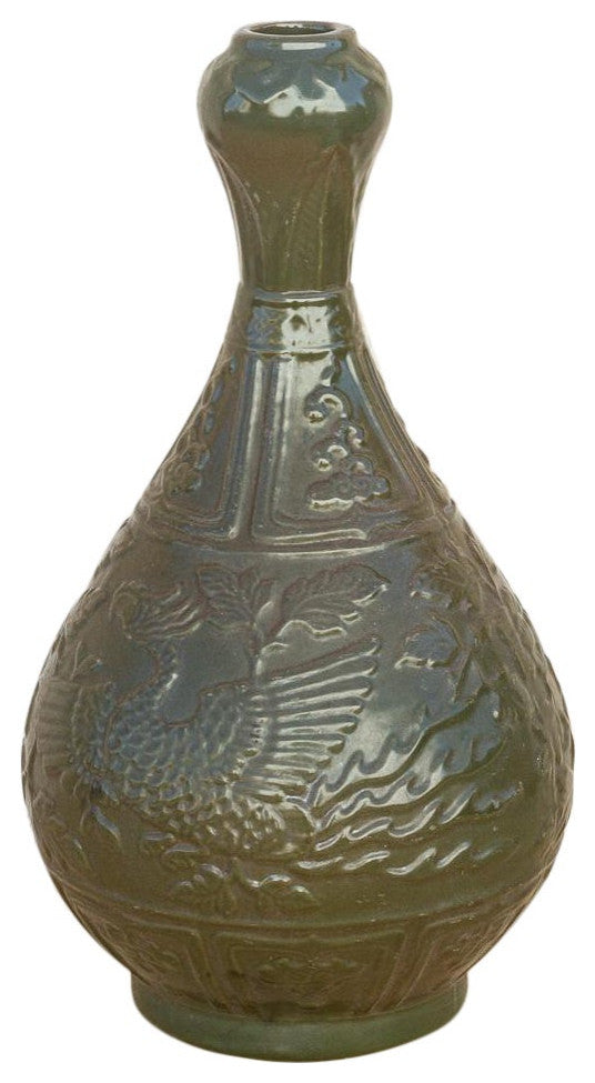 Chinese Amphora Shaped Green Vase