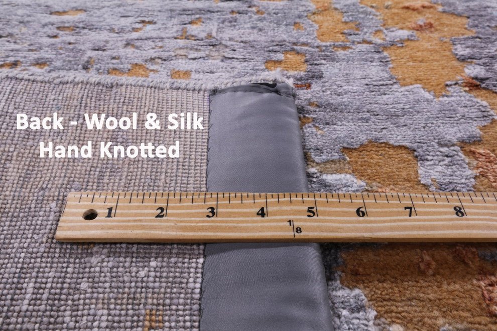 Abstract Wool and Silk Hand Knotted Rug 8' 11" X 11' 8" Q11796
