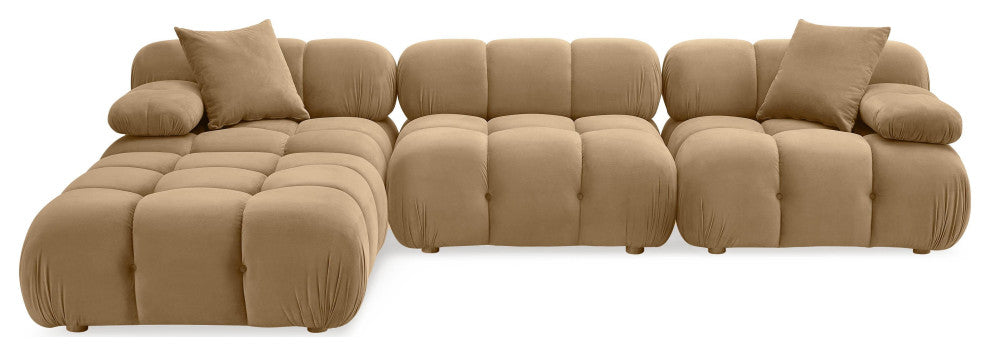 Calliope Cafe Au Lait Performance Velvet 4-piece Modular Sectional