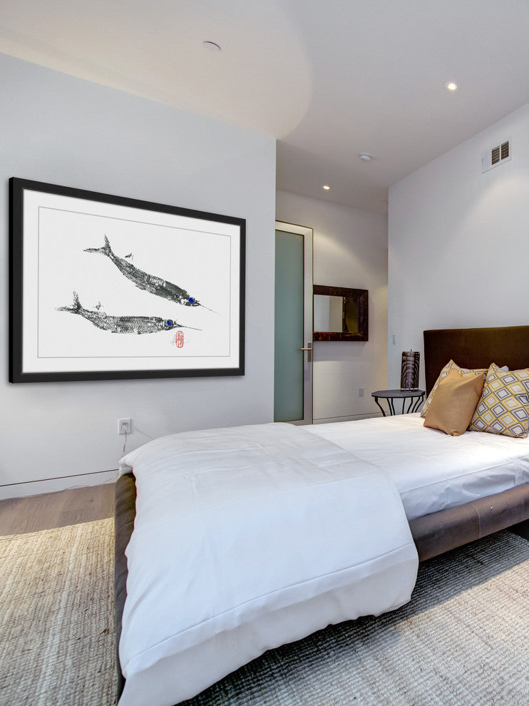 "Needle Fish" Framed Painting Print, 30"x20"