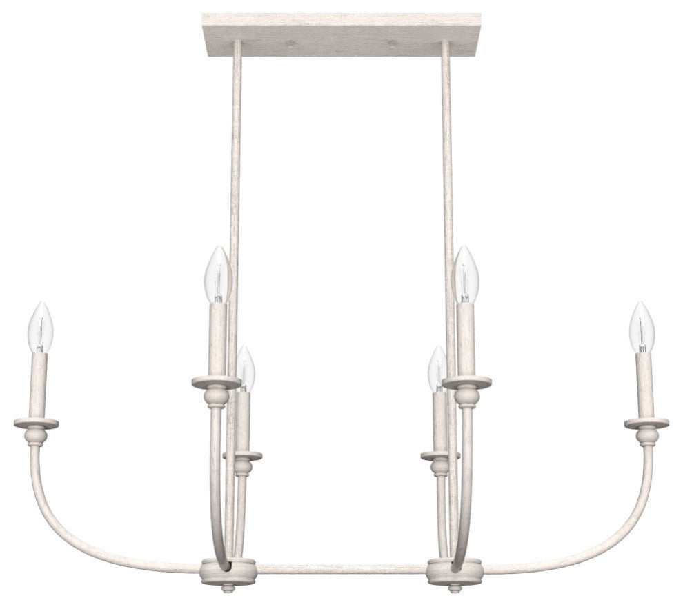 Southcrest Distressed White 6 Light Linear Chandelier Light