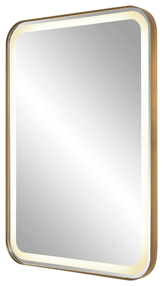 Uttermost Crofton-Lighted Brass Vanity Mirror