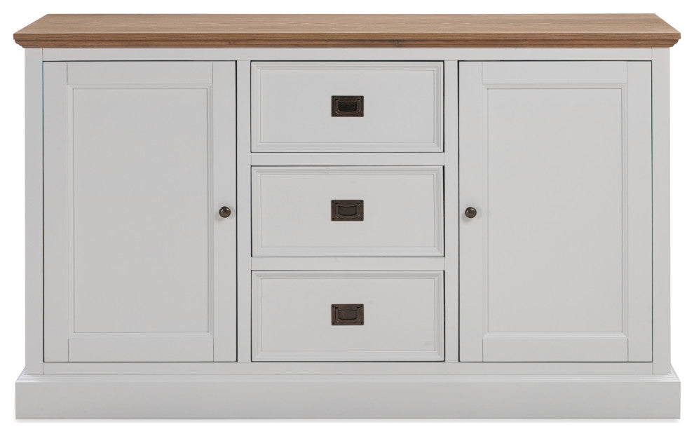 Garwain MDF Mid-century Modern Sideboard White, Grey Oak / White