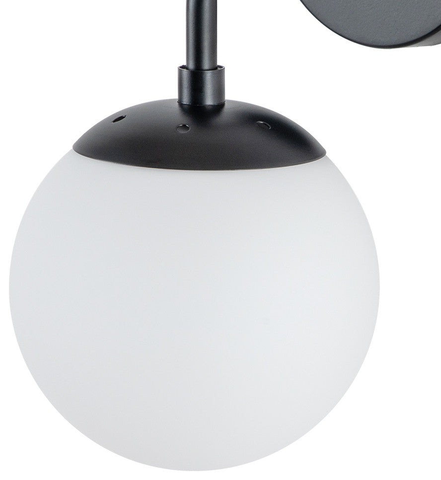 1-Light Milky Glass Globe Wall Sconce, Black