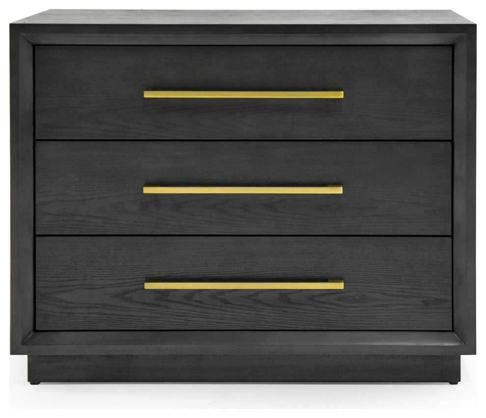 Modrest Manhattan- Contemporary Grey and Gold Nightstand