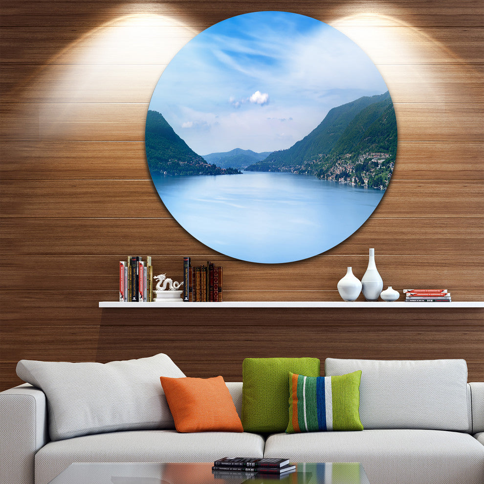 Blue Como Lake Landscape, Photo Round Wall Art, 11"