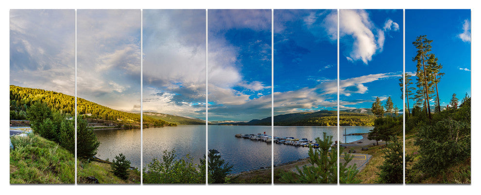 Sognefjord in Norway Panorama, Landscape Canvas Art Print, 83"x32", 7 Panels
