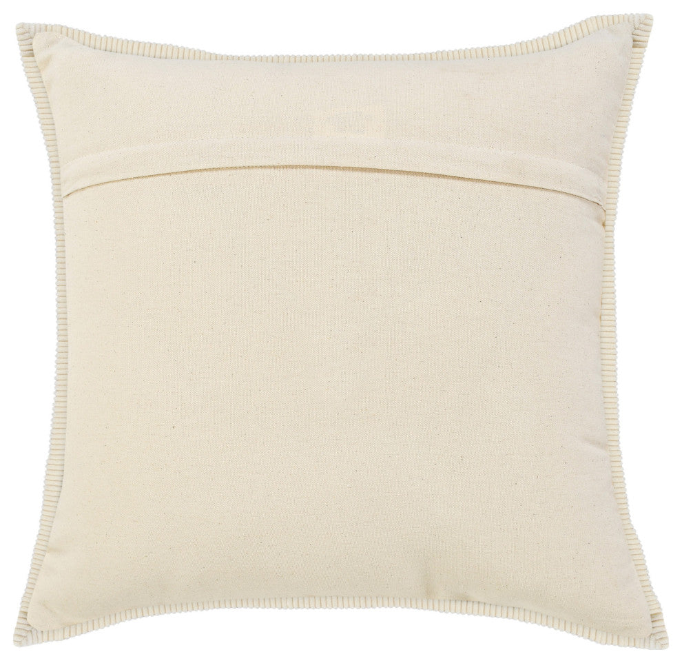 Ox Bay Hand-stitched Blue/White Bordered Organic Cotton Pillow Cover, 20"x20"