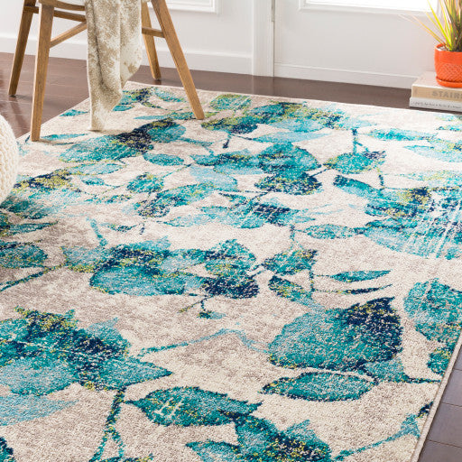 Surya Paramount PAR-1113 5'3"x7'9" Rug, Teal/Aqua/Blue/Lime/Light Gray/Cream