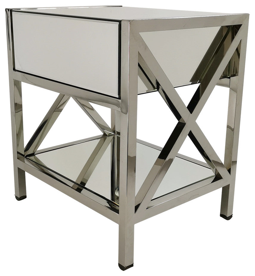 Clarity one drawer beveled mirror chest
