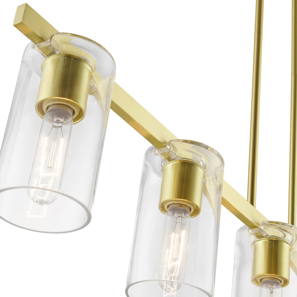 Clarion 5 Light Satin Brass Linear Chandelier