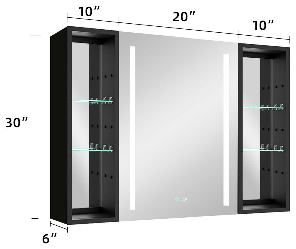 40 in.W x 30 in. H Aluminum Surface Mounted LED Medicine Cabinet with Doors
