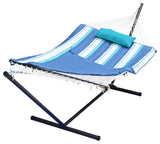 12' Cotton Rope Hammock, Stand, Pad and Pillow Combination