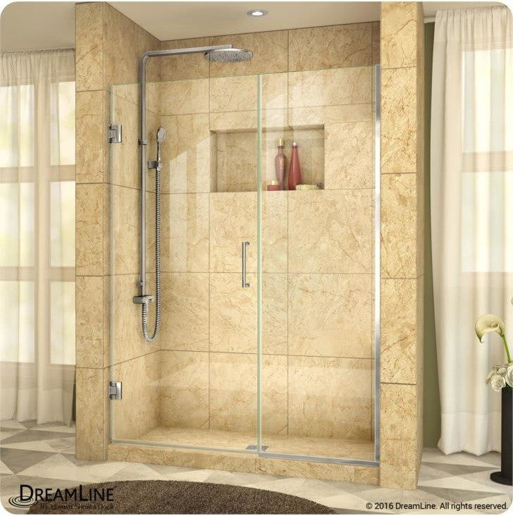 Unidoor Plus 60-60 1/2"Wx72"H Frameless Hinged Shower Door, Oil Rubbed Bronze
