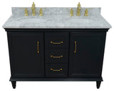 49" Double Vanity, Dark Gray Finish With White Carrara And Oval Sink