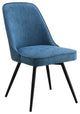 Martel Swivel Chair, Navy Herringbone With Black Legs