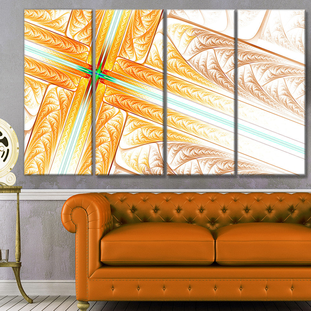 Brown Fractal Cross Design, Abstract Art on Canvas, 48"x28", 4 Panels