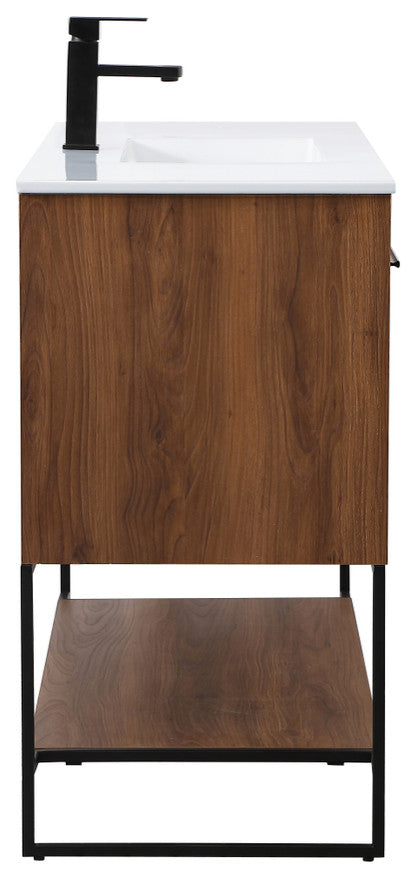 48" Single Bathroom Vanity, Walnut Brown