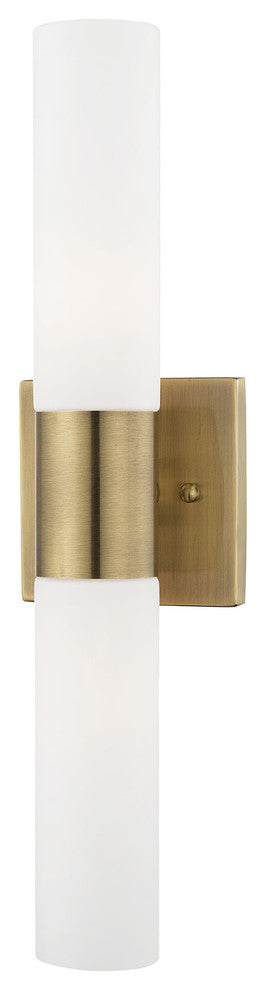 Livex Lighting Aero 2-Light ADA Bath Vanity Wall Light, Antique Brass