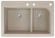 Radius 33" silQ Granite Double Bowl Kitchen Sink with 3 Holes in Cafe Latte